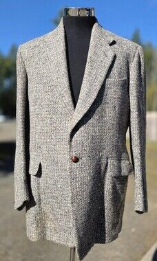 Vintage Kevin & Howlin Dublin Irish Made Handwoven Tweed Gray Blazer LARGE 44R